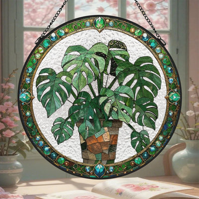 Stained Glass Style Stained Glass Panels Suncatcher for Window Decor