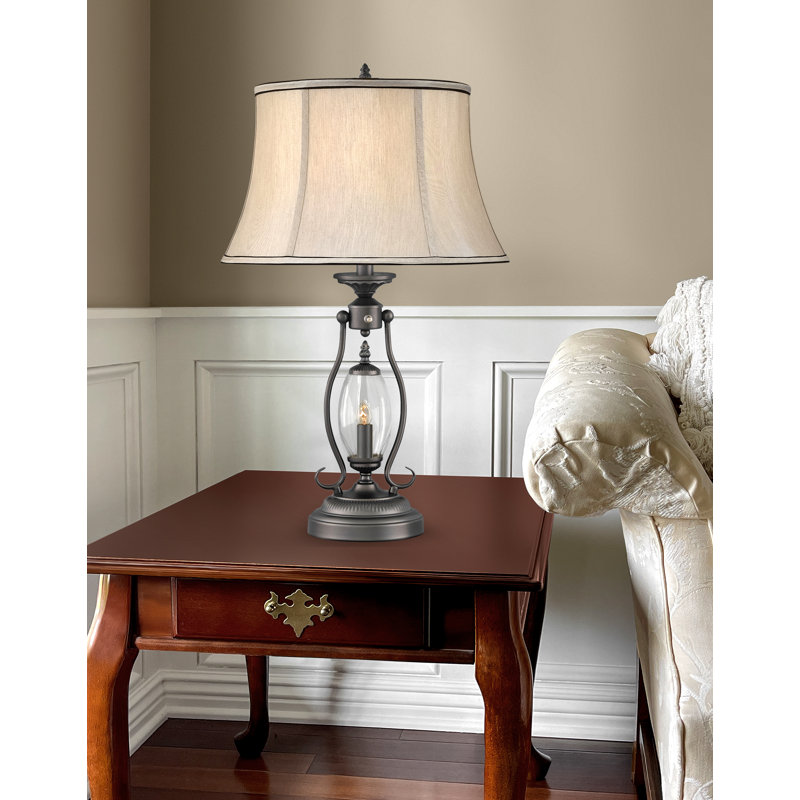 Revere Gunmetal Clear Table 27" Gunmetal with Clear Glass Table Lamp, Clear
