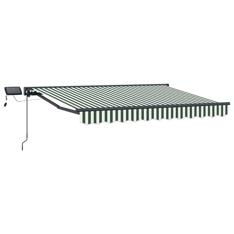 VidaXL Polyester Cover Retractable Patio Awning, 300cm W x 250cm D, Striped, Green/White/Black