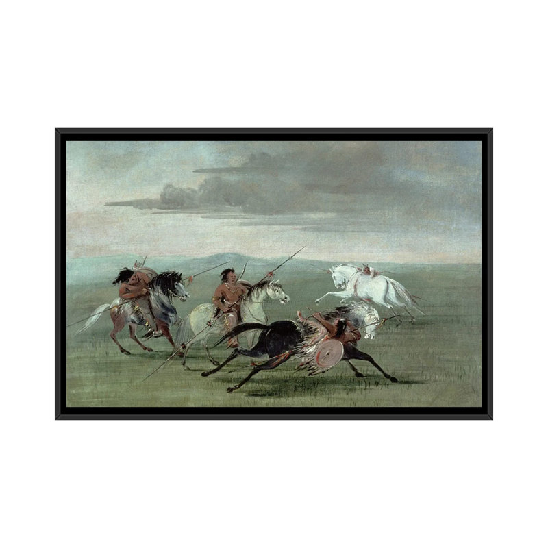Commanche «Feats Of Martial Horsemanship», reproduction d'art sur toile encadrée, H 18 po x l 26 po, Noir
