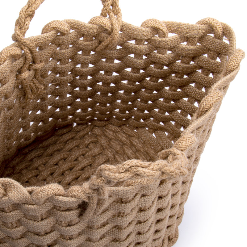 Panier à mèche tressé en jute tressé, H 16 po x l 14 po x P 11 po