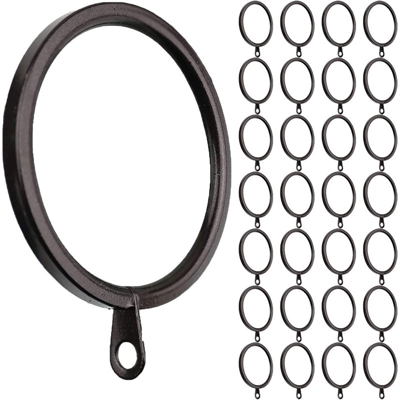 Anneaux de rideau plats en métal 28 pouces avec œillets Meriville, Bronze frotté à l'huile, 2"