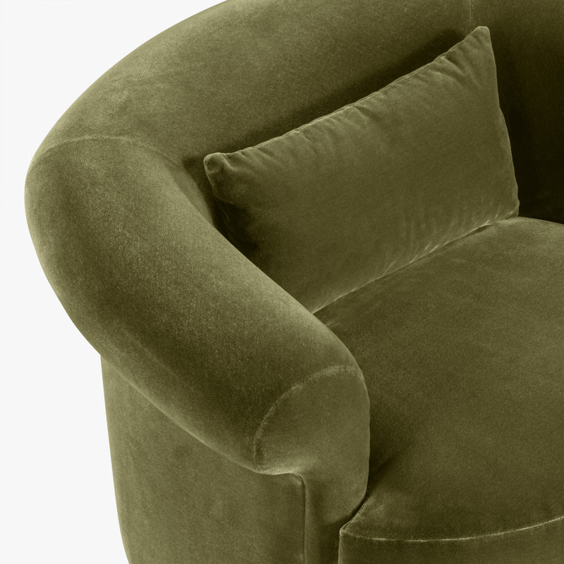 Fauteuil pivotant avec accoudoirs roulés Gracie English, Mélange de polyester vert