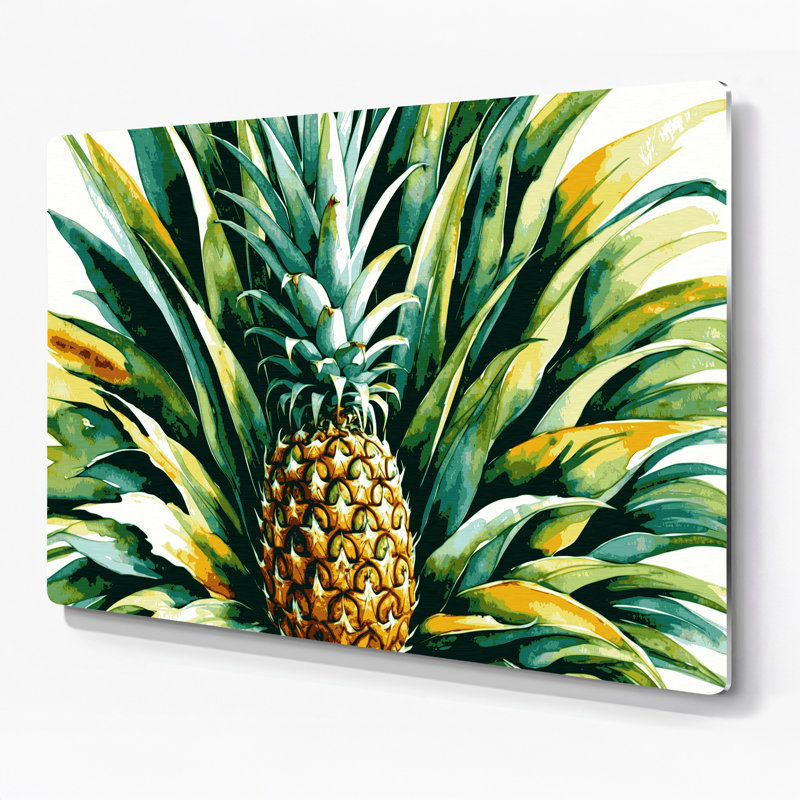 Art mural en métal Botanical Pineapple Plant, H 288 po x l 432 po x P 0,05 po