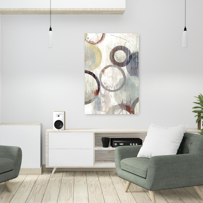 Anneaux délavés I, art géométrique abstrait, H 36 po x l 24 po