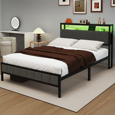 Storage Upholstered Platform Bed with LED Lighting Included and Built In USB Port by Wrought Studio