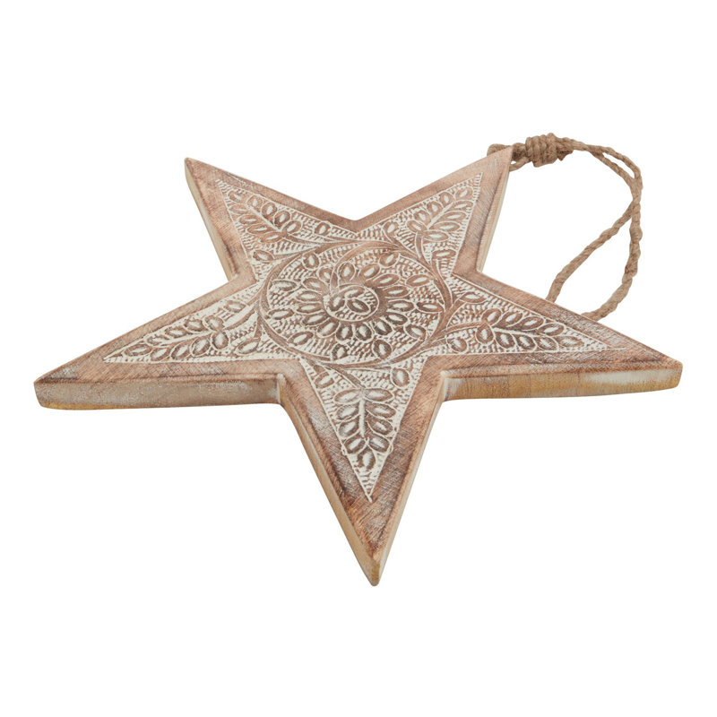 Handmade Star Wood Christmas Hanging Figurine Ornament, 25cm H x 25cm W x 2cm D