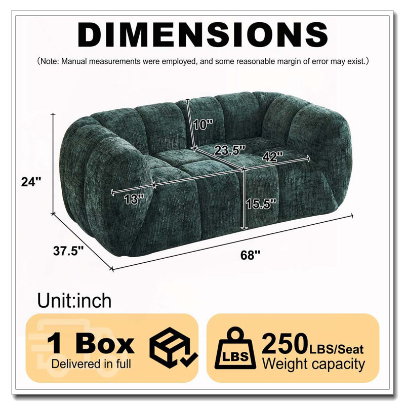 Canapé en chenille moderne, 2, Vert
