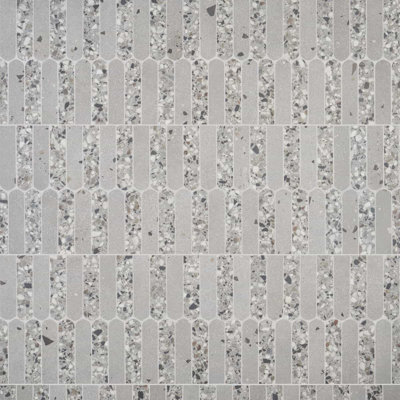 Kobe 2x8 Fish Scale Matte Terrazzo Look Porcelain Mosaic Tile