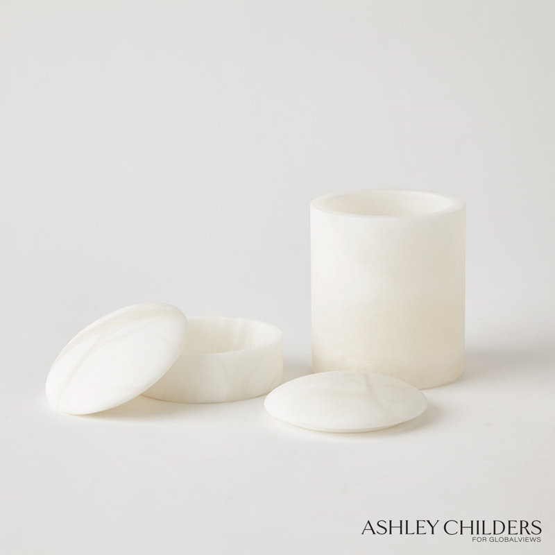 Gala Alabaster Canister-Short, White