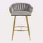 Ensemble de 2 tabourets de bar à hauteur de comptoir, tabouret de bar en velours pour îlot de cuisine avec dossier ondulé à la main, base chromée dorée et repose-pieds-117863221