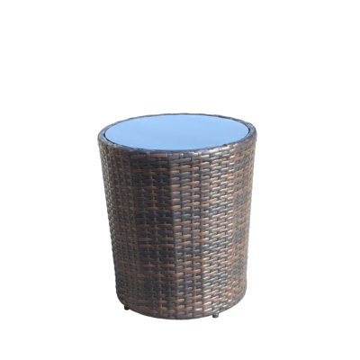 Durable Outdoor Round Coffee Table with Tempered Glass, Ideal for Patio and Garden Decor