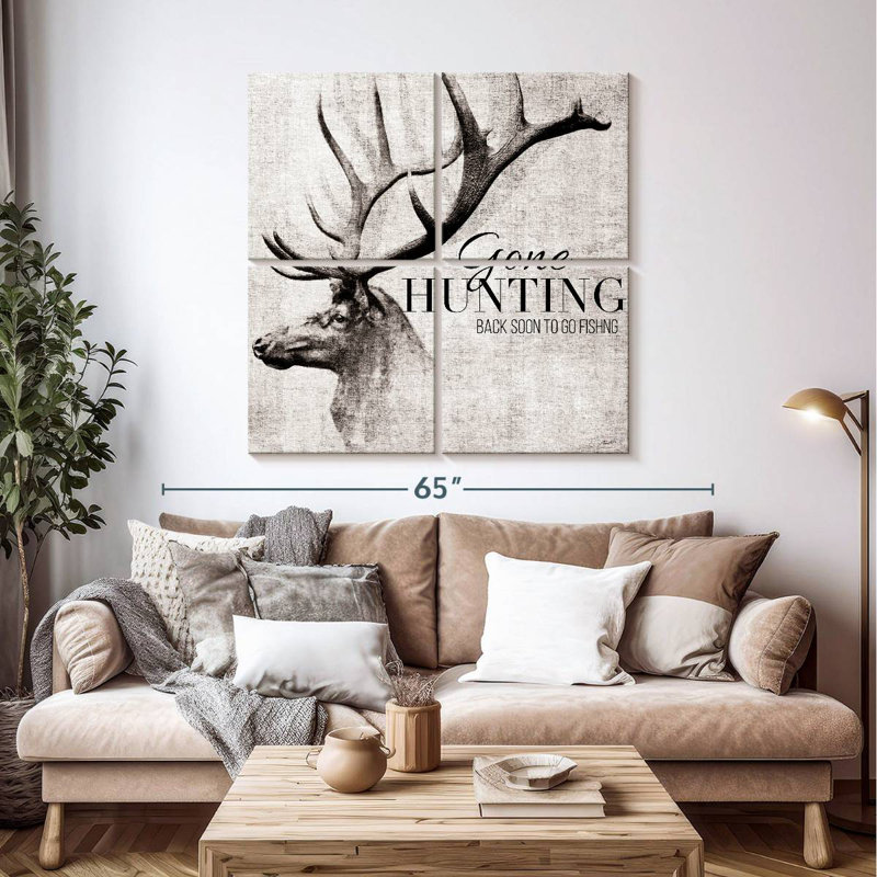 Brampt Gone Hunting And Fishing, 45" H x 45" W