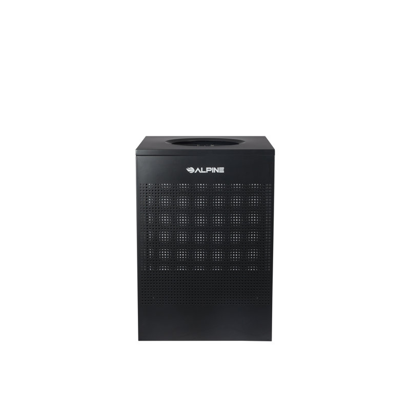 Poubelle perforée carrée 40 gallons en acier inoxydable, Noir