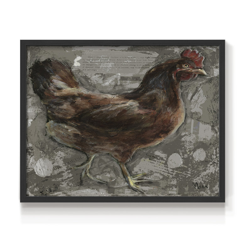 Red Hen -Framed Print - Restickable, 8" H x 10" W, Black