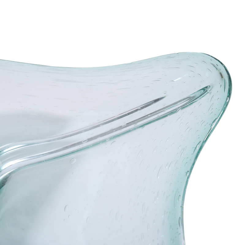Bol décoratif en verre sculptural ondulé pour table basse - Bol décoratif moderne pour la salle à manger, le couloir ou le salon - 24 po, bleu sarcelle