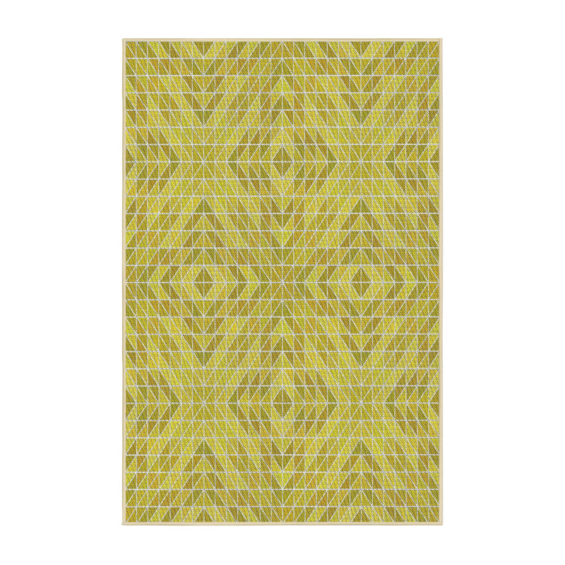 Tapis jaune / brun à motif géométrique Janssen, Rectangle 3 pi x 5 pi