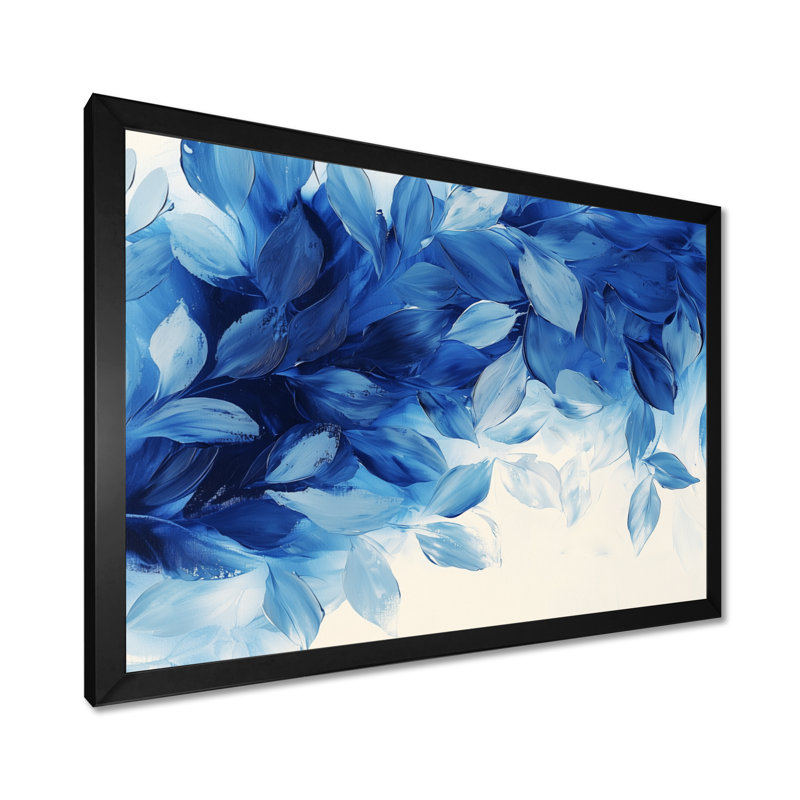 Art mural bleu fougères bleues et fougères, Reproduction encadrée d'une seule photo, H 30 po x l 40 po, Noir
