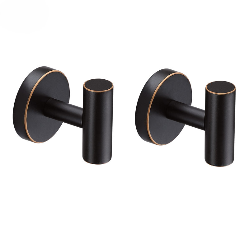 2 Pack 2.25"H Stainless Steel Bathroom Wall Mounted Towel Hook with Brushed Nickel Finish, Oil Rubbed Bronze