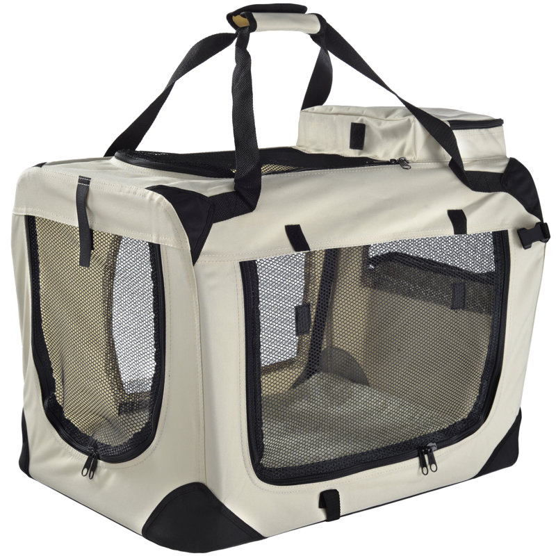 Chorley Collapsible Soft-Sided Crate with 1 Door, Medium (42 cm H x 42 cm W x  60 cm L), Beige