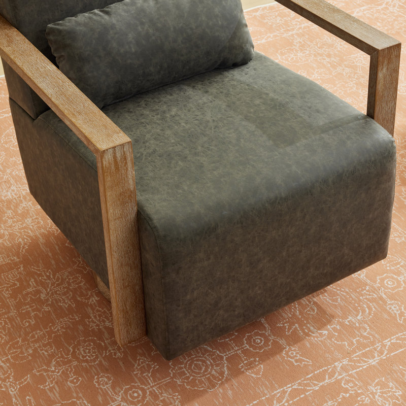 Fauteuil Ahmid, Similicuir gris foncé