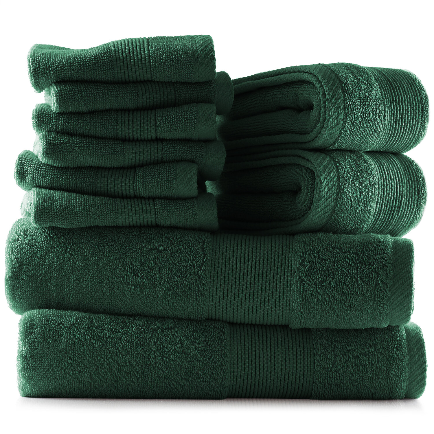 Madison Park Signature 800GSM 8-Piece Dark Green 100% Cotton Towel Set