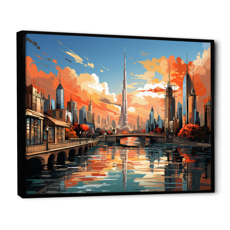 City City Popart II, reproduction d'art sur toile, H 34 po x l 44 po x P 1,5 po, Cadre flottant noir