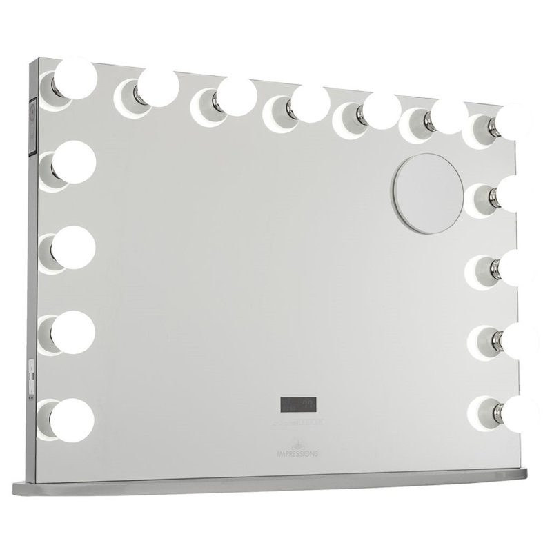 Hollywood Premiere Plus Vanity Mirror with 12 LED Bulbs 3X Magnifying Mirror with 2 USB Ports, Silver