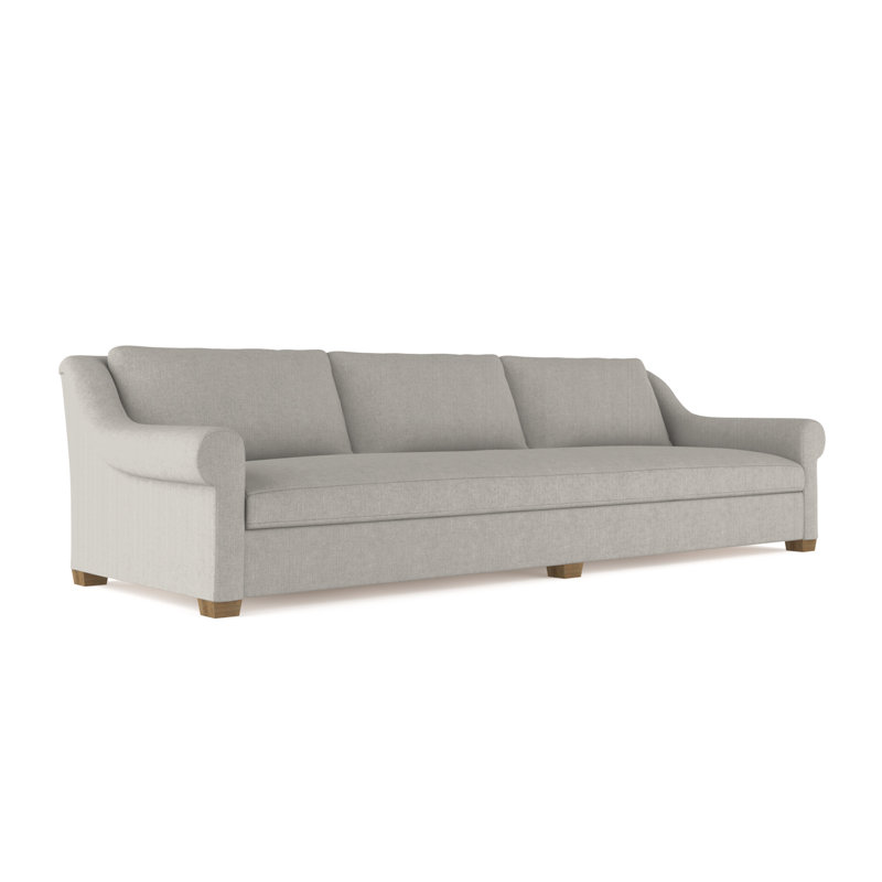 Canapé Thompson, Lin à tissage carré argenté, H 32 po x l 84 po x P 41 po, Patiné