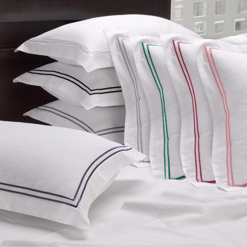 Ella Jayne Cotton Duvet Cover with Satin Satin Stitching 3-Piece Set, White with White Satin Stitching, Black