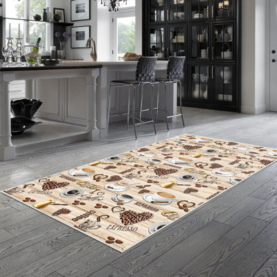 Tapis brun en polyamide tissé à la machine Elvern