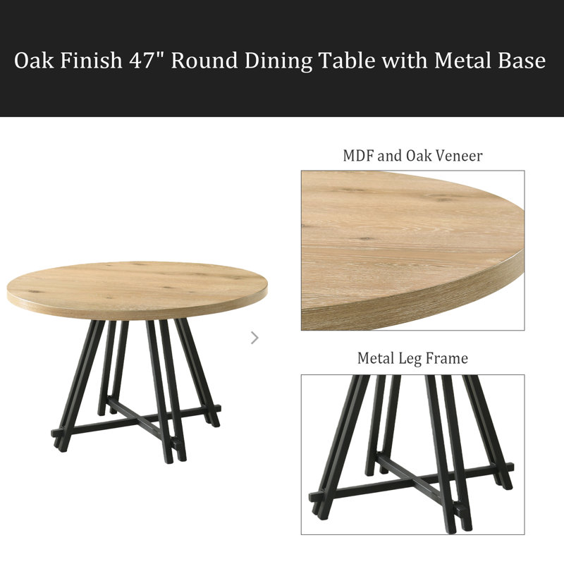 Table de salle à manger ronde 47 "avec base en métal