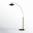 Rancho Mirage 1-Light Mid-Century Modern Arc Floor Lamp – Marble Base, Matte Black Tiered Shade with Hand-Applied Leaf Finish, Dimmer Switch, LED Compatible, Elegant Designer Accent Lighting-121589500