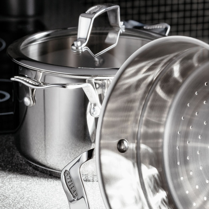 Stellar Steamers Stainless Steel (18/10) Steamer Basket with 18cm Diameter, 30cm H x 20cm W x 20cm D