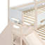 Lit superposé en bois en forme de maison avec glissière et escalier de rangement, cadre de lit simple / simple / double, beige et blanc-1666006002