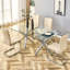 Chaise de salle à manger, chaise d'appoint rembourrée à haut dossier en cuir de polyuréthane avec pieds en métal en forme de C-884605466-884605463-884605460