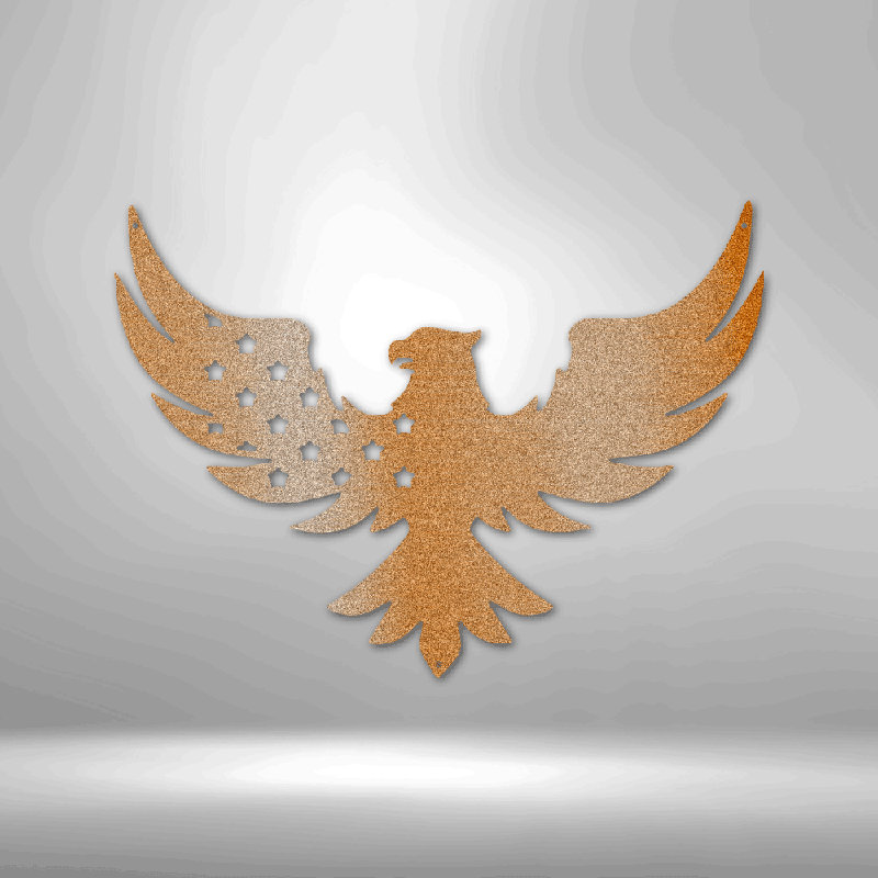 Signe en acier Patriotic Eagle, H 28,75 po x l 29,5 po x P 0,5 po, Cuivre