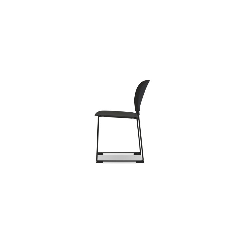 Calvin Steel Outdoor Stacking Dining Side Chair with Cushion, Black
