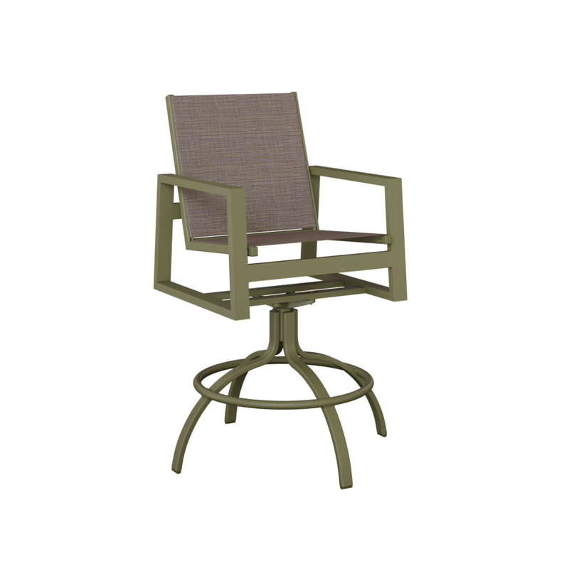 Chaise de bar pivotante en aluminium vert sauge Ceasar avec toile bleu Shelby Cadet, Vert sauge, Bleu cadet Shelby