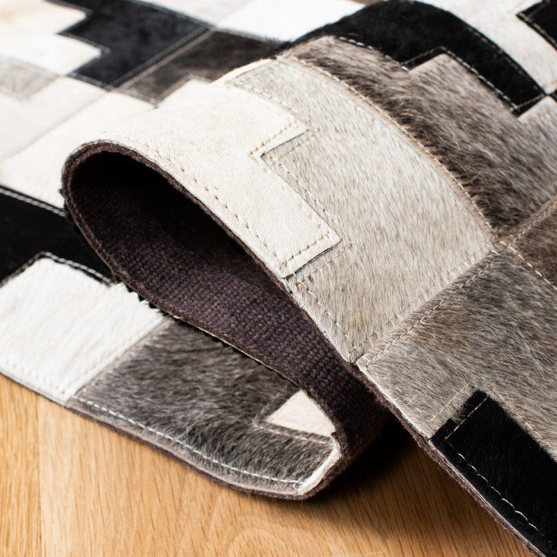 Stasia Hand Woven Leather Geometric Rug, Runner 2'3" x 7'