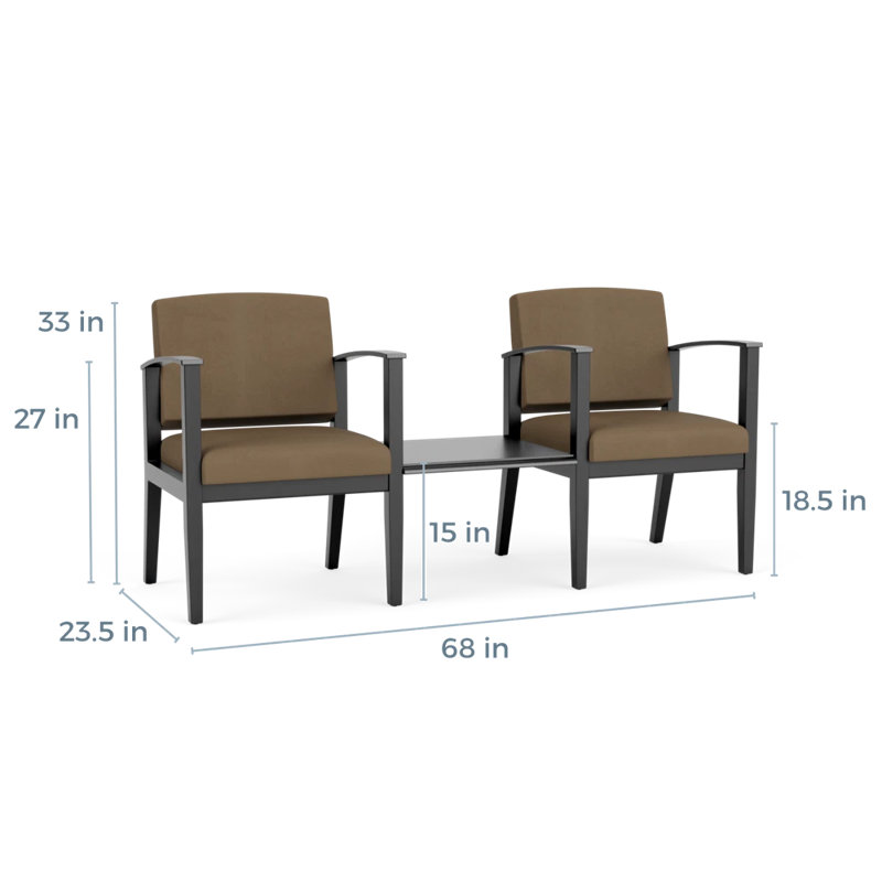 Structure en bois tandem 2 places avec table centrale Amherst, Noir, Patriot Plus taupe
