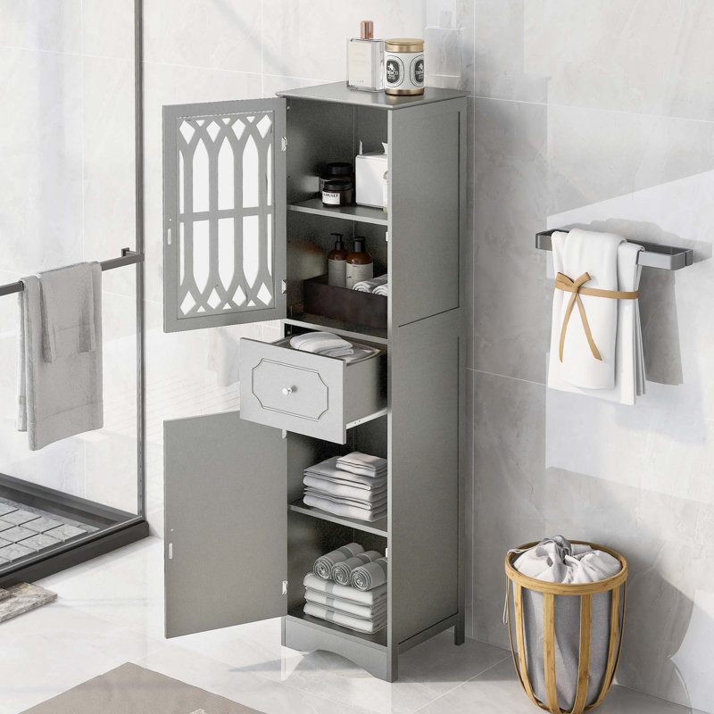 Tall Bathroom Cabinet, Gray