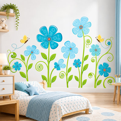 Décalcomanie murale fleur et papillon