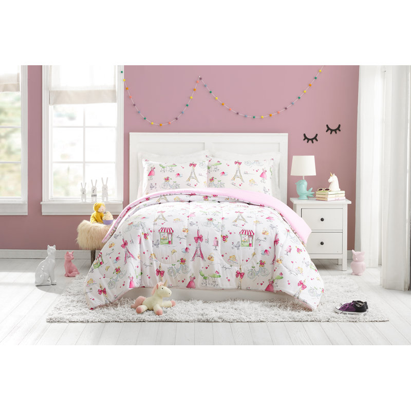 Pretty in Paris Pink Microfiber Twin Comforter Set