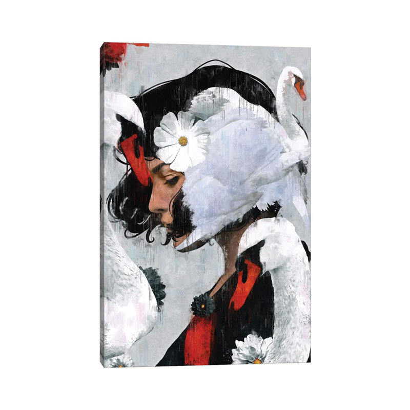 Swan by Danilo De Alexandria - Wrapped Canvas Print, 30.48cm H x 20.32cm W