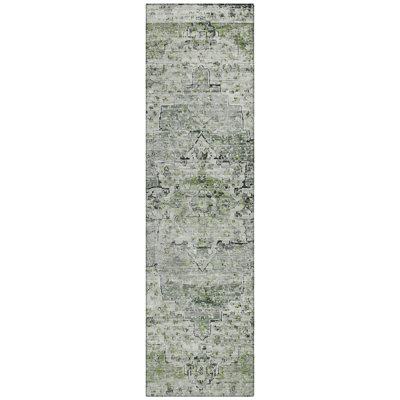 Machine Washable Indoor/Outdoor Xhevrie Aloe Rug