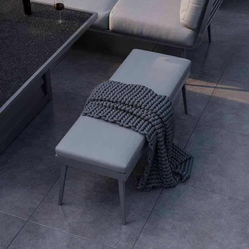 GREY FRAME 8 SEATER - 6pc corner lounging set 