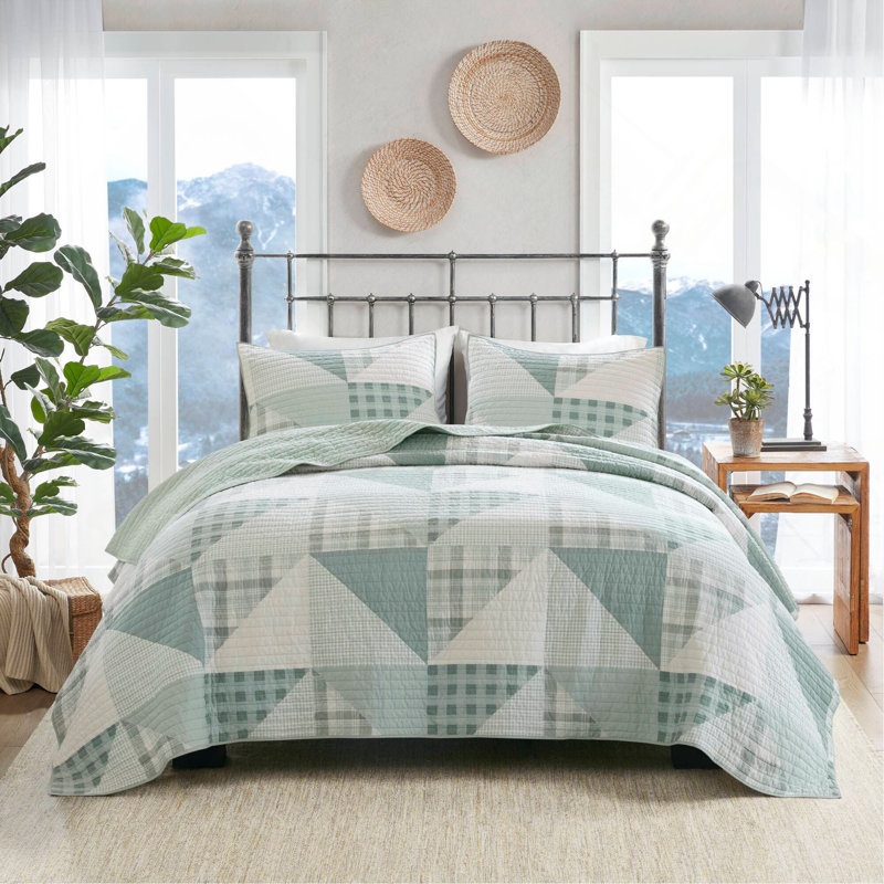 Mini ensemble de couvre-lit 3 pièces, King Coverlet + 2 Shams, Green