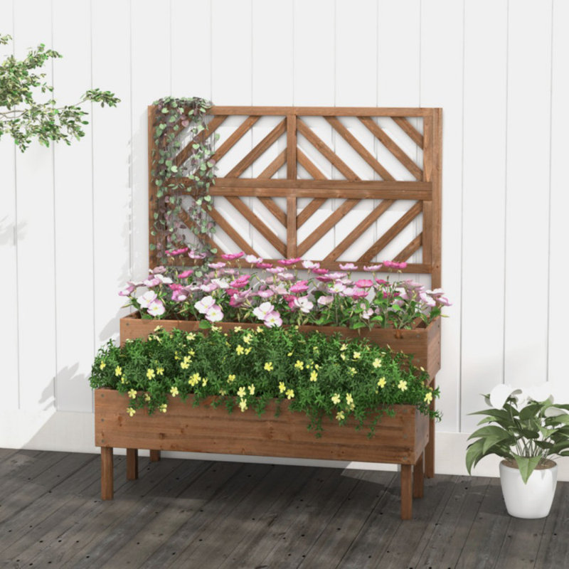 Jardinière en bois avec treillis Brentley