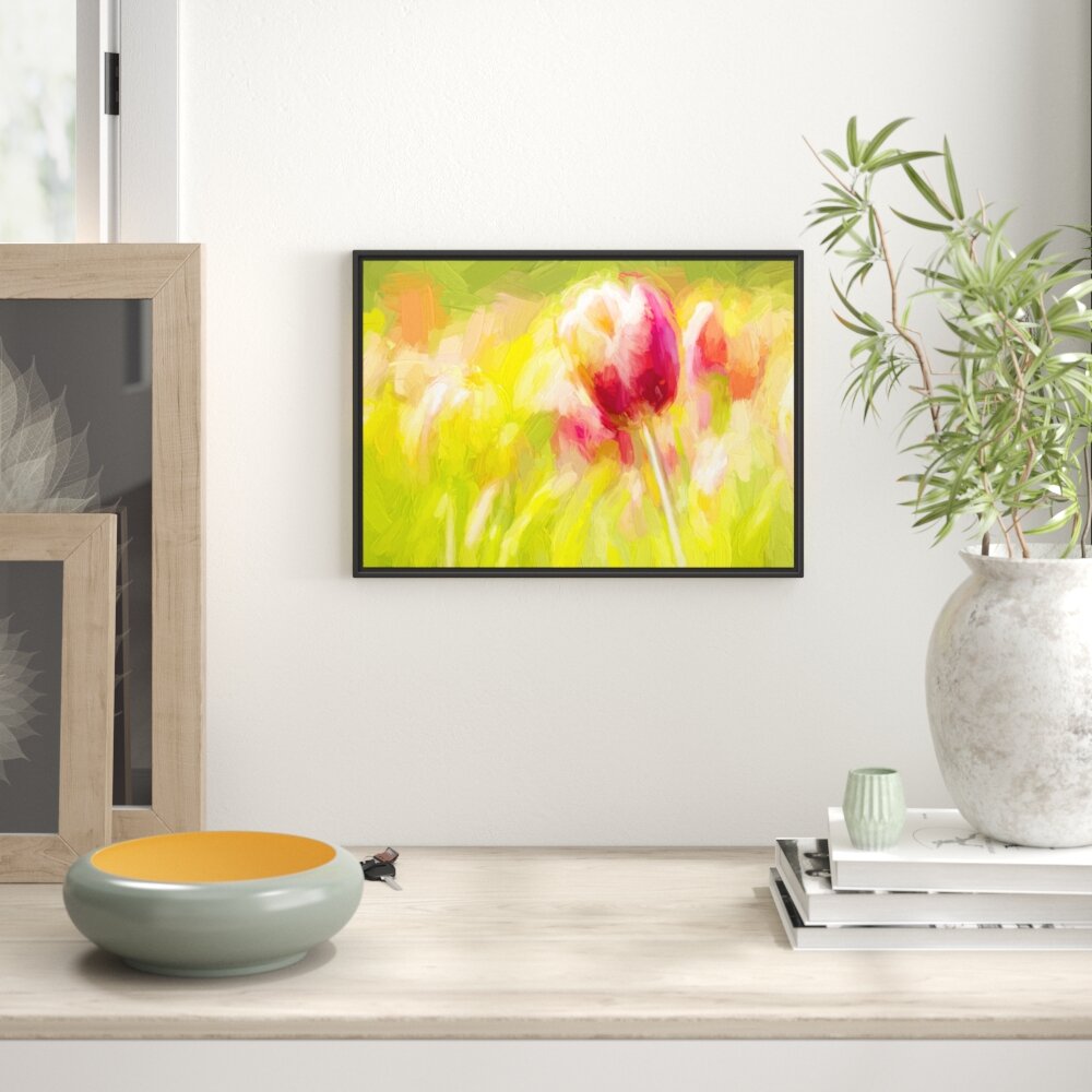 Gerahmtes Wandbild Blühende rote Tulpen Kunst